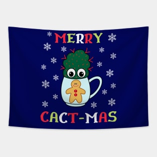 Merry Cact Mas - Small Cactus With Red Spikes In Christmas Mug Tapestry