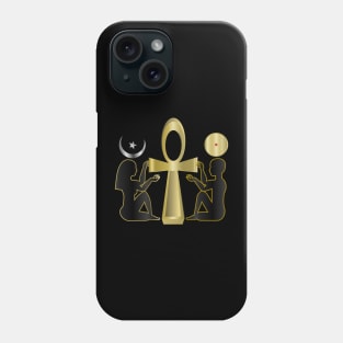 Male Female Gold Ankh - Black Phone Case