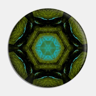 Teal and Forest Green Kaleidoscope Pattern Pin