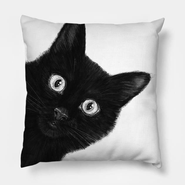 Black cat Pillow by kodamorkovkart