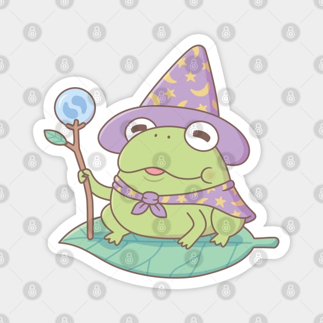 Cute Frog Wizard Magician With Magic Staff Magnet by rustydoodle