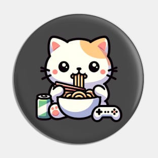 Noodles and Gaming Cat Pin