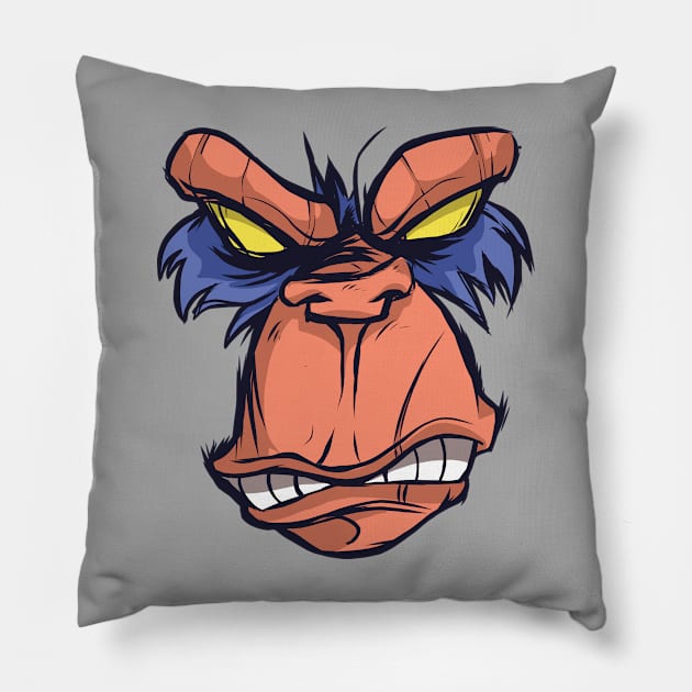 Angry Ape Face Pillow by BamBam