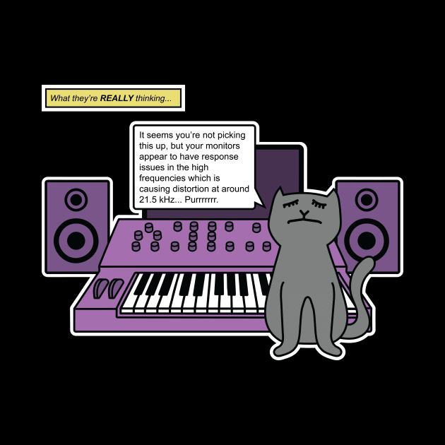 Cat on Music Studio Desk with Analogue Synthesizer by Atomic Malibu