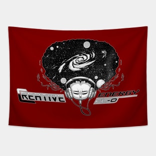 WEIRDO - Crative Energy Flo - Universe - Black and White - Dark Red Tapestry