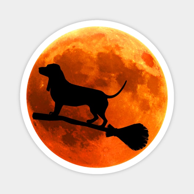 basset hound Dog Silhouette Moon Halloween Magnet by T-shirt verkaufen