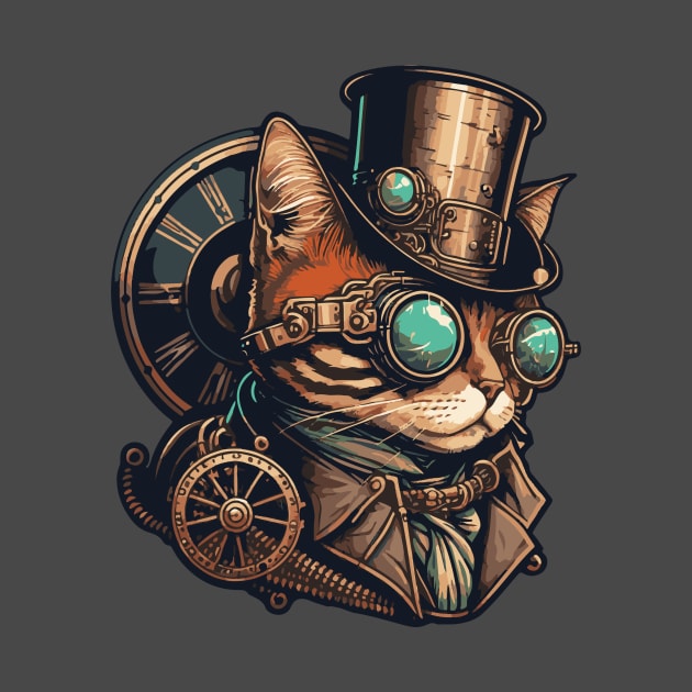 Steampunk Cat Sticker by Fantasy Cats Designs