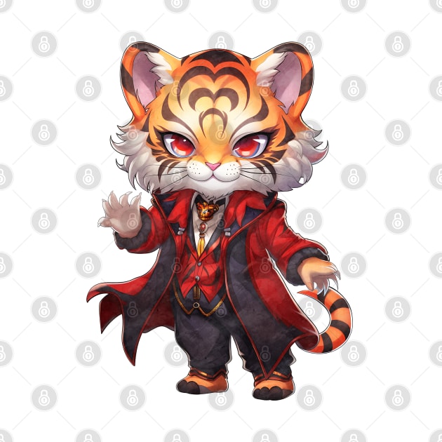 Cartoon Bengal Tiger in Dracula Costume by Chromatic Fusion Studio