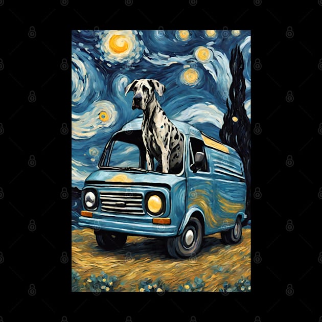 Great Dane Dog Breed Painting in a Van Gogh Starry Night Art Style by Art-Jiyuu