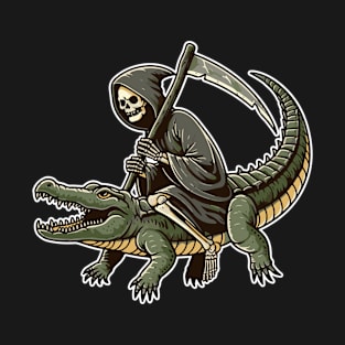 grim reaper rides crocodile T-Shirt