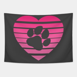 Dog Paw Heart Valentine - Pink Gradient Tapestry