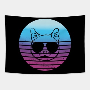 Unique Vintage Retro Cat Face With Sunglass Tapestry