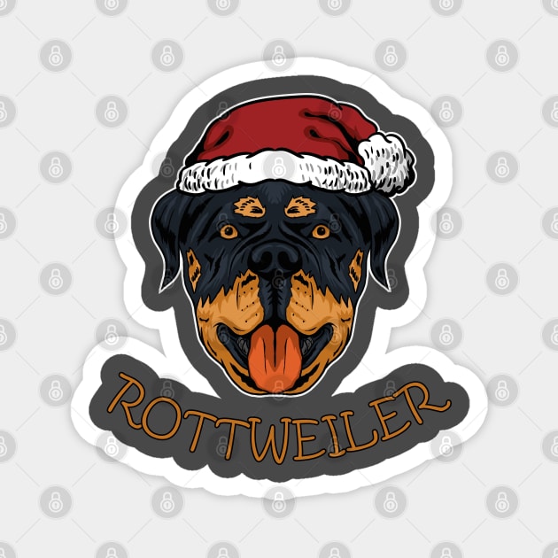 dog Rottweiler dog santa Magnet by wahyuart21