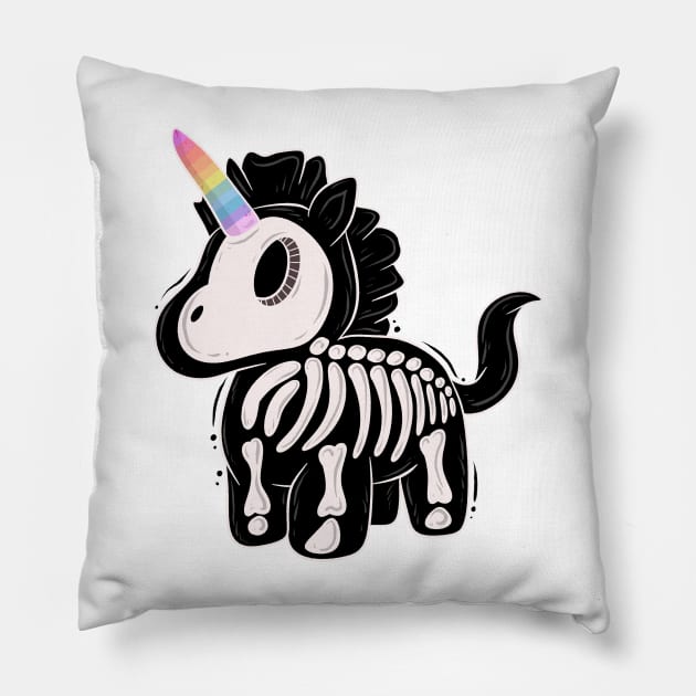 Unicorn skeleton Pillow by Jess Adams