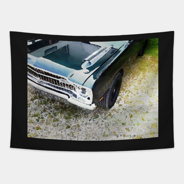 Watercolor of a vintage car Tapestry by thelazypigeon
