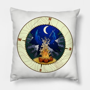 Campfire and night sky badge Pillow