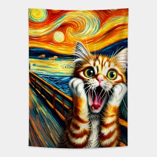 Van Gogh Cat Scream Tapestry