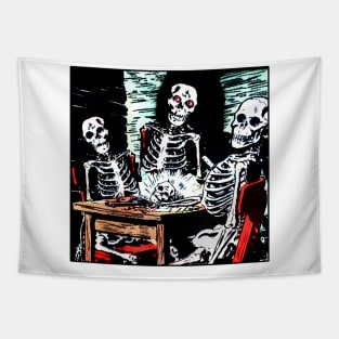 Skulls and Skeletons at Horror Feast Tapestry