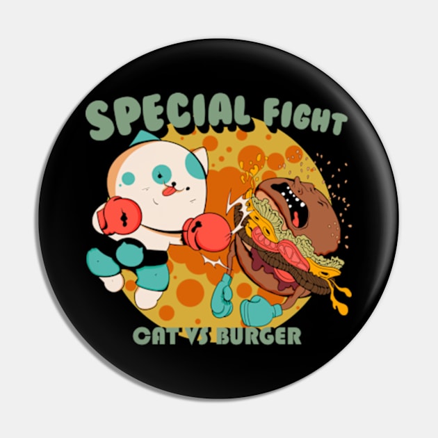 Special Fight Cat Vs Burger Pin by Oiyo