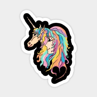 Sweet girl and unicorn drawing Magnet