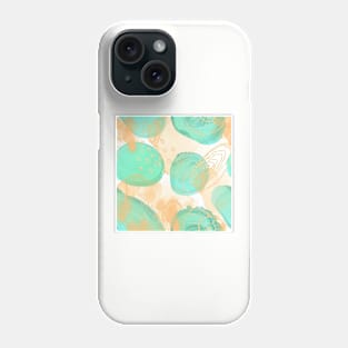 Gold and Aqua Ink Abstract Phone Case
