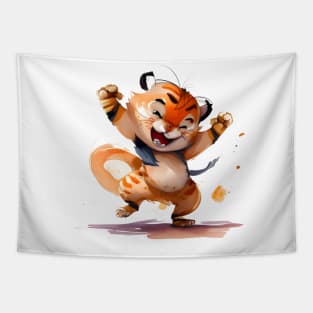 Baby Tiger Dancing Tapestry