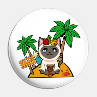 Cute Siamese Cat on an island Pin