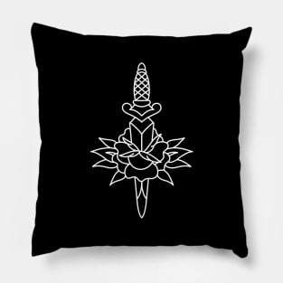 Traditional dagger and rose tattoo design Pillow