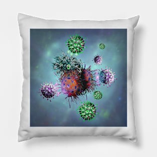 T-cells binding to cancer cells, illustration, (C054/3639) Pillow