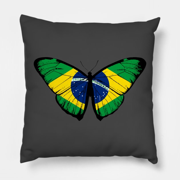 Vintage Brazil Butterfly Moth | Pray For Brazil and Stand with Brazil Pillow by Mochabonk