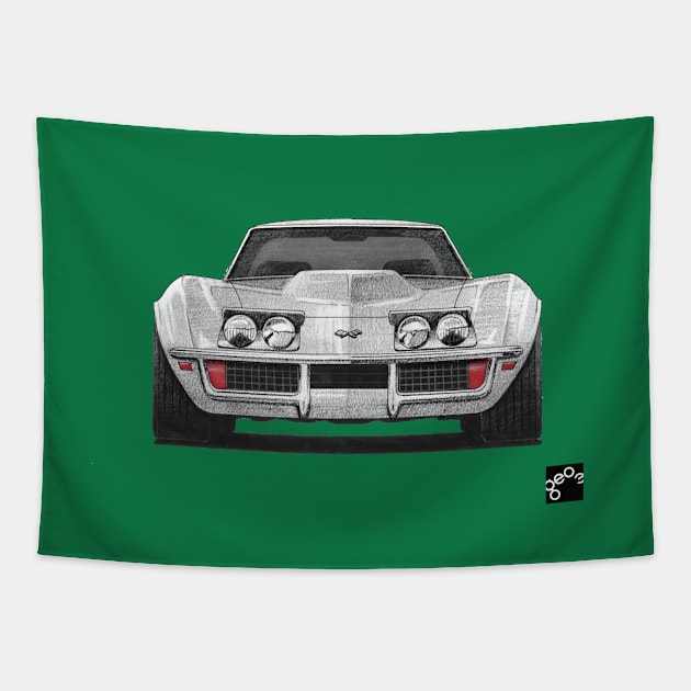 Geo3Doodles Corvette Doodle Tapestry by Geo3doodles