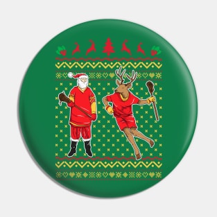 Lacrosse LaX Santa Reindeer Ugly Christmas Pin