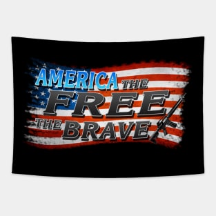 America The Free The Brave Ghost Flag Shadow Tapestry