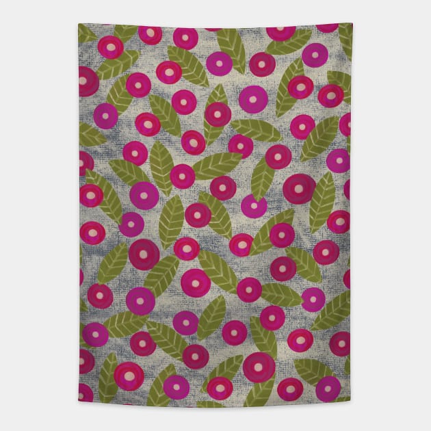 Poppy Flowers in Fuchsia – dry chalk pastelles Tapestry by ToiledeLina