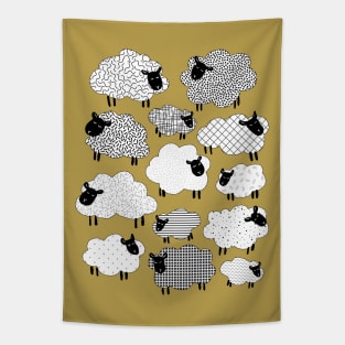 cute textured cheep - black and white Tapestry