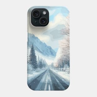 Winter Mountain Forest Road Landscape Phone Case