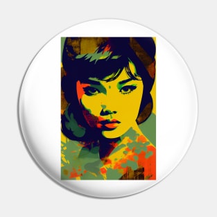 Vintage asian woman in pop-art style Pin