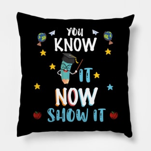 You Know It Now Show It, Testing Day Teacher, Graduation, We Out Teachers, Teacher Life, Teacher Summer Pillow