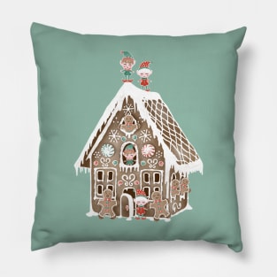 Jolly Gingerbread House Pillow