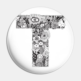 Floral Letter T Pin