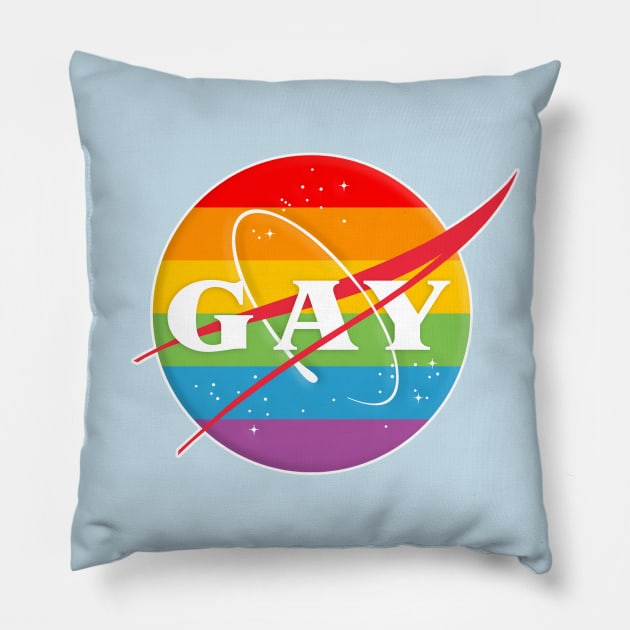 NASA/GAY Rainbow Logo Tribute/Parody Design Pillow by DankFutura