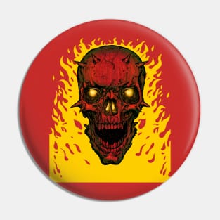 Flaming skull Pin