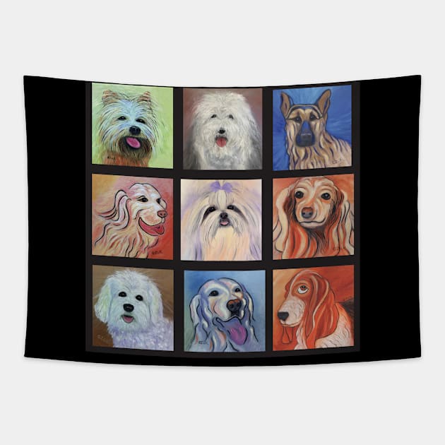 Dog Quilt Tapestry by KarenZukArt