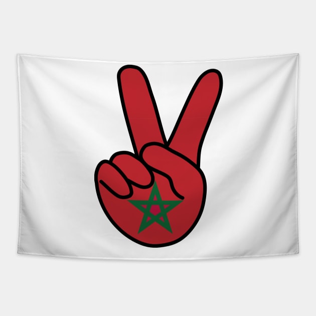 Morocco Flag V Sign Tapestry by DiegoCarvalho