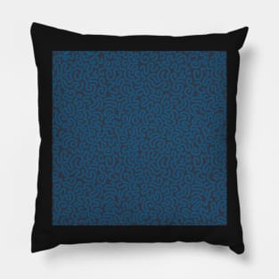 Pattern of dark blue worm lines Pillow