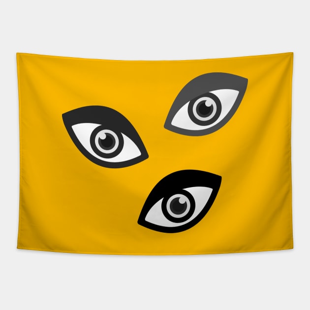 Three Eyed Monster's Eyes - Black and White Tapestry by XOOXOO