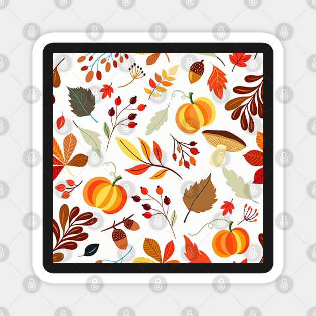 Fall Pattern, Beautiful Autumn, Pumpkins, Acorns, Leaves & Mushrooms face masks, Phone Cases, Apparel & Gifts Magnet by tamdevo1