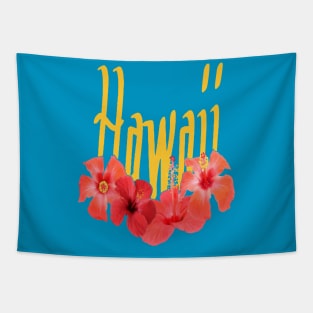 Hawaii Text With Aloha Hibiscus Garland Tapestry