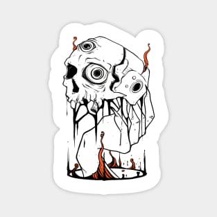 Skull And Hand Creepy Art Magnet