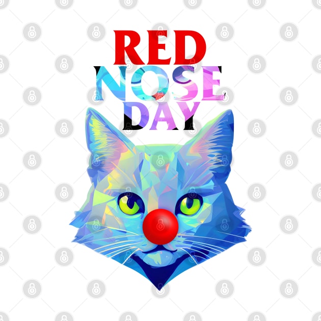 Red Nose Day with Holographic Cat by PetODesigns